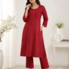 Heavy Cotton Silk Kurti Pant Set with Tone-on-Tone Chikankari Work | Festive 2-Piece Embroidered Kurta Set (Sizes M to 5XL) - Image 8