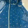 Heavy Georgette Sequins Embroidered Flared Anarkali Gown Pant Set with Dupatta (Sizes M to 3XL) | Festive Party Wear Suit - Image 4