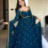 Heavy Georgette Sequins Embroidered Flared Anarkali Gown Pant Set with Dupatta (Sizes M to 3XL) | Festive Party Wear Suit - Image 5