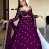 Heavy Georgette Sequins Embroidered Flared Anarkali Gown Pant Set with Dupatta (Sizes M to 3XL) | Festive Party Wear Suit - Image 7