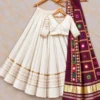 Heavy Rayon Cotton Flared Chaniya Choli with Gotta Patti Border | Stitched Padded Blouse & Semi Gajji Real Mirror Work Dupatta Set - Image 14