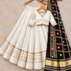 Heavy Rayon Cotton Flared Chaniya Choli with Gotta Patti Border | Stitched Padded Blouse & Semi Gajji Real Mirror Work Dupatta Set - Image 16