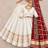 Heavy Rayon Cotton Flared Chaniya Choli with Gotta Patti Border | Stitched Padded Blouse & Semi Gajji Real Mirror Work Dupatta Set - Image 2