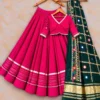 Heavy Rayon Cotton Flared Chaniya Choli with Gotta Patti Border | Stitched Padded Blouse & Semi Gajji Real Mirror Work Dupatta Set - Image 3