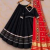 Heavy Rayon Cotton Flared Chaniya Choli with Gotta Patti Border | Stitched Padded Blouse & Semi Gajji Real Mirror Work Dupatta Set - Image 6