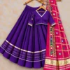 Heavy Rayon Cotton Flared Chaniya Choli with Gotta Patti Border | Stitched Padded Blouse & Semi Gajji Real Mirror Work Dupatta Set - Image 8