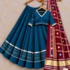 Heavy Rayon Cotton Flared Chaniya Choli with Gotta Patti Border | Stitched Padded Blouse & Semi Gajji Real Mirror Work Dupatta Set - Image 9