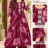 Heavy Rayon Printed A-Line Kurti with Plazo Set | Handwork Mirror Neck Embroidery Co-Ord Set with Pocket (M to 5XL)