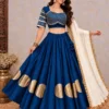 Heavy Roman Silk Kali Lehenga Choli with 6 Meter Flair | Foil Mirror Work Blouse & Rajputi Lace Georgette Dupatta Set