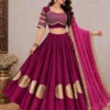 Heavy Roman Silk Kali Lehenga Choli with 6 Meter Flair | Foil Mirror Work Blouse & Rajputi Lace Georgette Dupatta Set - Image 13