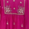 Hot Pink Georgette Anarkali Suit Set with Dupatta | Hand Embroidered Zari Yoke Long Kurti Gown - Image 4