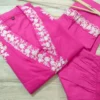 Hot Pink Pure Cotton Embroidered Kurti Palazzo Set with Cutwork Borders & Neckline Work (2-Piece Festive Co-Ord Set) - Image 2