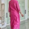 Hot Pink Pure Cotton Embroidered Kurti Palazzo Set with Cutwork Borders & Neckline Work (2-Piece Festive Co-Ord Set) - Image 3