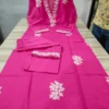 Hot Pink Pure Cotton Embroidered Kurti Palazzo Set with Cutwork Borders & Neckline Work (2-Piece Festive Co-Ord Set) - Image 6