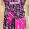 Ikat Printed Pure Cotton Kurti Pant Set with Sequin Work Dupatta | Handwork Neckline 3-Piece Suit (M to XXL)