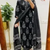 Indigo Blue Ajrakh Block Print Cotton Suit Set | Handcrafted Mirror Work Kurti Pant Dupatta 3-Piece Set (Wholesale) - Image 8