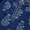 Indigo Blue Ajrakh Block Print Cotton Suit Set | Handcrafted Mirror Work Kurti Pant Dupatta 3-Piece Set (Wholesale) - Image 9