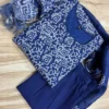 Indigo Blue Printed Kota Doria Kurti Pant Set with Chudidar Sleeves & Full Size Dupatta (Cotton Lined 3-Piece Suit) - Image 5