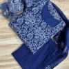 Indigo Blue Printed Kota Doria Kurti Pant Set with Chudidar Sleeves & Full Size Dupatta (Cotton Lined 3-Piece Suit) - Image 7