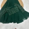 ISHIKA Georgette 2-Piece Flared Lehenga Set | Floral Gold Embroidered Illusion Neck Crop Top & 7-Meter Mega Flare Skirt - Image 18