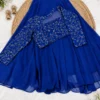 ISHIKA Georgette 2-Piece Flared Lehenga Set | Floral Gold Embroidered Illusion Neck Crop Top & 7-Meter Mega Flare Skirt - Image 21