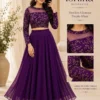 ISHIKA Georgette 2-Piece Flared Lehenga Set | Floral Gold Embroidered Illusion Neck Crop Top & 7-Meter Mega Flare Skirt - Image 22