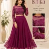 ISHIKA Georgette 2-Piece Flared Lehenga Set | Floral Gold Embroidered Illusion Neck Crop Top & 7-Meter Mega Flare Skirt - Image 24