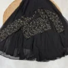 ISHIKA Georgette 2-Piece Flared Lehenga Set | Floral Gold Embroidered Illusion Neck Crop Top & 7-Meter Mega Flare Skirt - Image 3