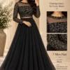 ISHIKA Georgette 2-Piece Flared Lehenga Set | Floral Gold Embroidered Illusion Neck Crop Top & 7-Meter Mega Flare Skirt - Image 8