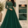 ISHIKA Georgette 2-Piece Flared Lehenga Set | Floral Gold Embroidered Illusion Neck Crop Top & 7-Meter Mega Flare Skirt - Image 9