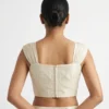 Ivory Silk Readymade Blouse with Ruched Sweetheart Neck & Pleated Shoulder Straps