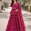 Jaipuri Bandhani Cotton Peplum Kurti with Flared Skirt & Malmal Dupatta Set | Traditional Gopi Dress Lehenga Suit - Image 2