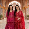 Jaipuri Bandhani Cotton Peplum Kurti with Flared Skirt & Malmal Dupatta Set | Traditional Gopi Dress Lehenga Suit - Image 5