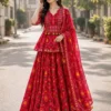 Jaipuri Bandhani Print Cotton Kurti with Skirt Set | Designer Gopi Dress with Malmal Dupatta - Image 2