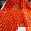 Jaipuri Leheriya & Bandhani Print Pure 60s Cotton Short Kurti with Divider Palazzo & Dupatta Set – 3-Piece Festive Suit with Pocket