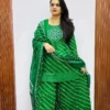 Jaipuri Leheriya & Bandhani Print Pure 60s Cotton Short Kurti with Divider Palazzo & Dupatta Set – 3-Piece Festive Suit with Pocket - Image 6