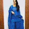 Jaipuri Leheriya & Bandhani Print Pure 60s Cotton Short Kurti with Divider Palazzo & Dupatta Set – 3-Piece Festive Suit with Pocket - Image 7