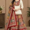 Jaipuri Mal Cotton Kurti Skirt Set with Ajrakh Print Dupatta | Heavy Ghera Ethnic Dandiya Ready-to-Wear Lehenga Set