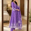 Jaipuri Printed Cotton 60-60 Anarkali Kurta Pant Dupatta Set (M-3XL) - Image 3