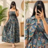 Jaipuri Printed Rayon Smocked Dress With Cropped Jacket (2-Piece Set) - Image 3