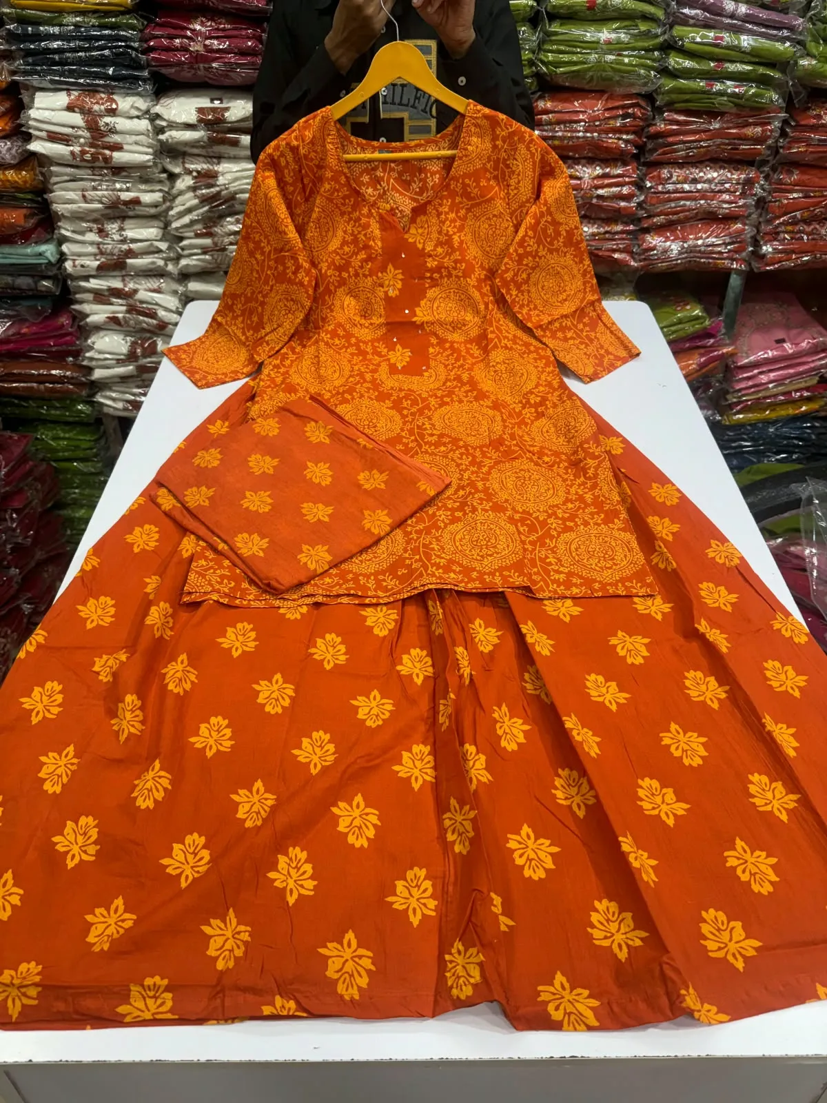 Jaipuri Pure Cotton Gopi Dress Kurti Skirt Set with Dupatta - Image 4
