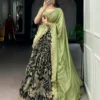 Kalamkari Print Dola Silk Lehenga Choli with Embroidered Vichitra Silk Blouse & Dupatta Unstitched - Image 11