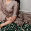 Kalamkari Print Dola Silk Lehenga Choli with Embroidered Vichitra Silk Blouse & Dupatta Unstitched - Image 12