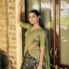 Kalamkari Print Dola Silk Lehenga Choli with Embroidered Vichitra Silk Blouse & Dupatta Unstitched - Image 4