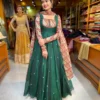 Kalamkriti Embroidered Georgette Anarkali Gown with Chanderi Dupatta – Full Flared Ethnic Long Dress