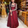 Kalamkriti Embroidered Georgette Anarkali Gown with Chanderi Dupatta – Full Flared Ethnic Long Dress - Image 2