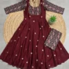 Kalamkriti Embroidered Georgette Anarkali Gown with Chanderi Dupatta – Full Flared Ethnic Long Dress - Image 3