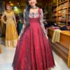 Kalamkriti Embroidered Georgette Anarkali Gown with Chanderi Dupatta – Full Flared Ethnic Long Dress - Image 4