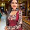 Kalamkriti Embroidered Georgette Anarkali Gown with Chanderi Dupatta – Full Flared Ethnic Long Dress - Image 5