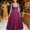Kalamkriti Embroidered Georgette Anarkali Gown with Chanderi Dupatta – Full Flared Ethnic Long Dress - Image 8